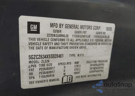 2006 Saturn Vue V6 from USA, damaged, VIN 5GZCZ634X6S828461